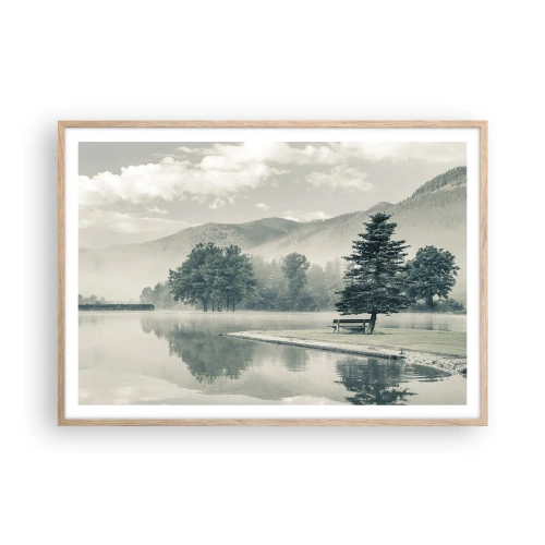 Poster in einem Rahmen aus heller Eiche - Der See schläft noch - 100x70 cm