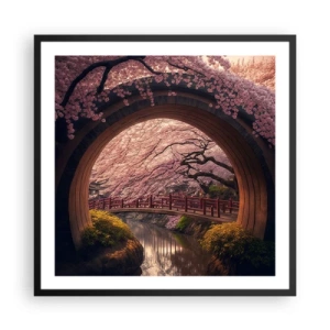 Poster in einem schwarzem Rahmen - Japanischer Frühling - 60x60 cm