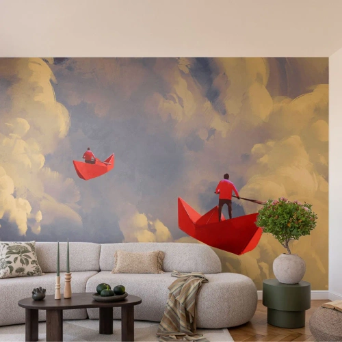 Fototapete Premium Canvas - Expedition der Träumer - Abstraktion, Fantasie, Origami - 250x175 cm