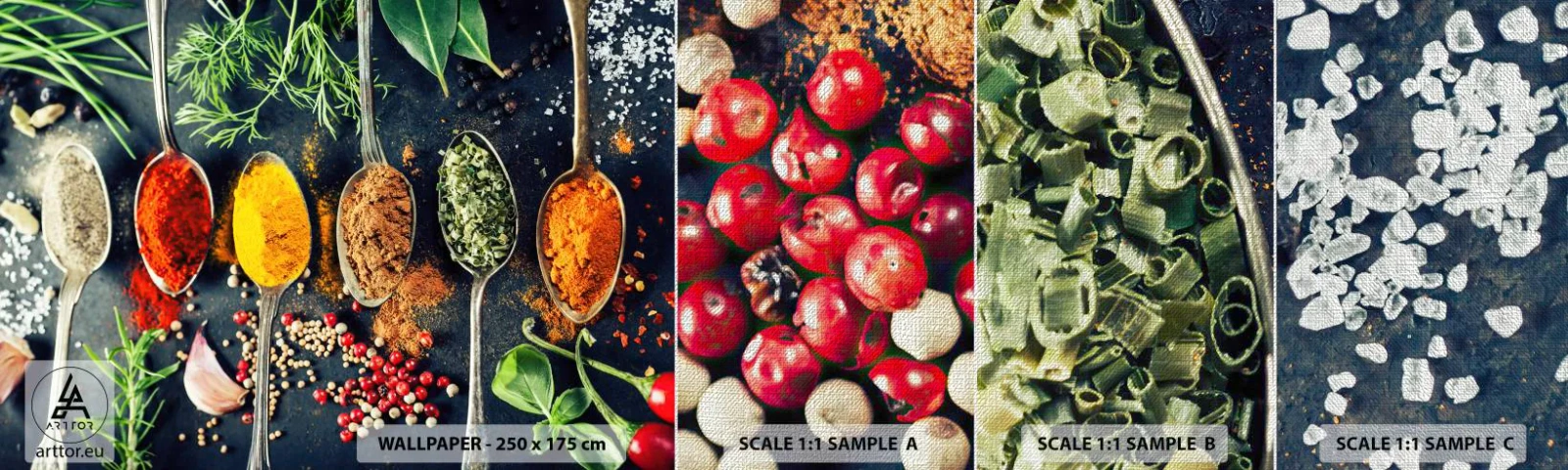 Fototapeten Muster Premium Canvas - Kulinarische Magie - Gewürze, Kräuter, Küche - 100x30 cm