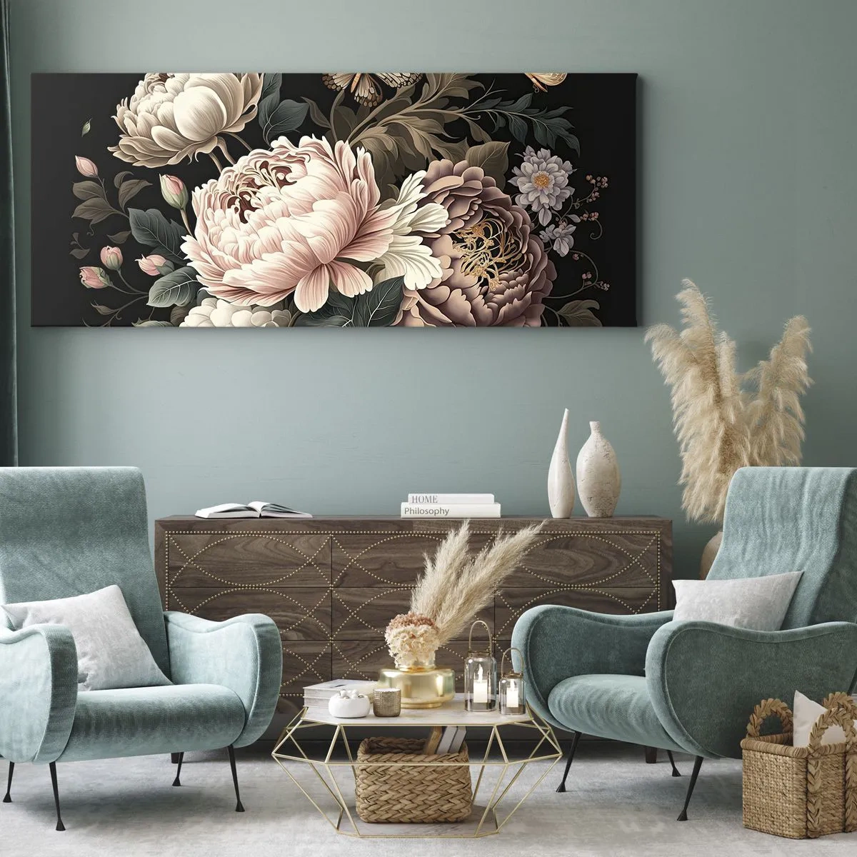 Bild auf Leinwand - Leinwandbild - Im Barockstil - 100x40 cm