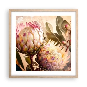 Poster in einem Rahmen aus heller Eiche - Zärtlich umarmt - 50x50 cm