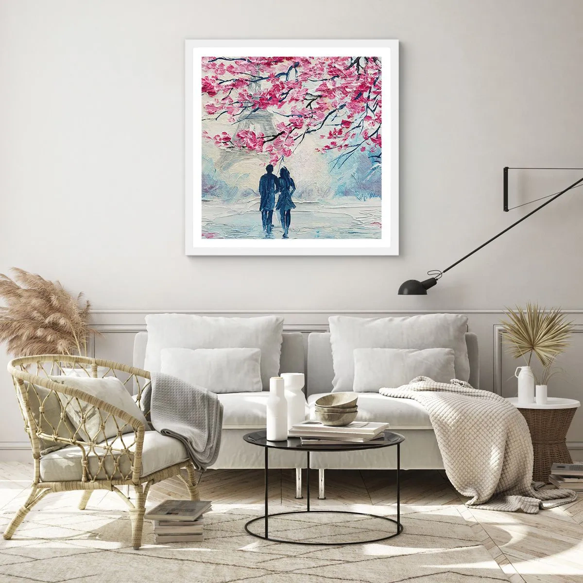 Poster in einem weißen Rahmen - Romantischer Spaziergang - 50x50 cm