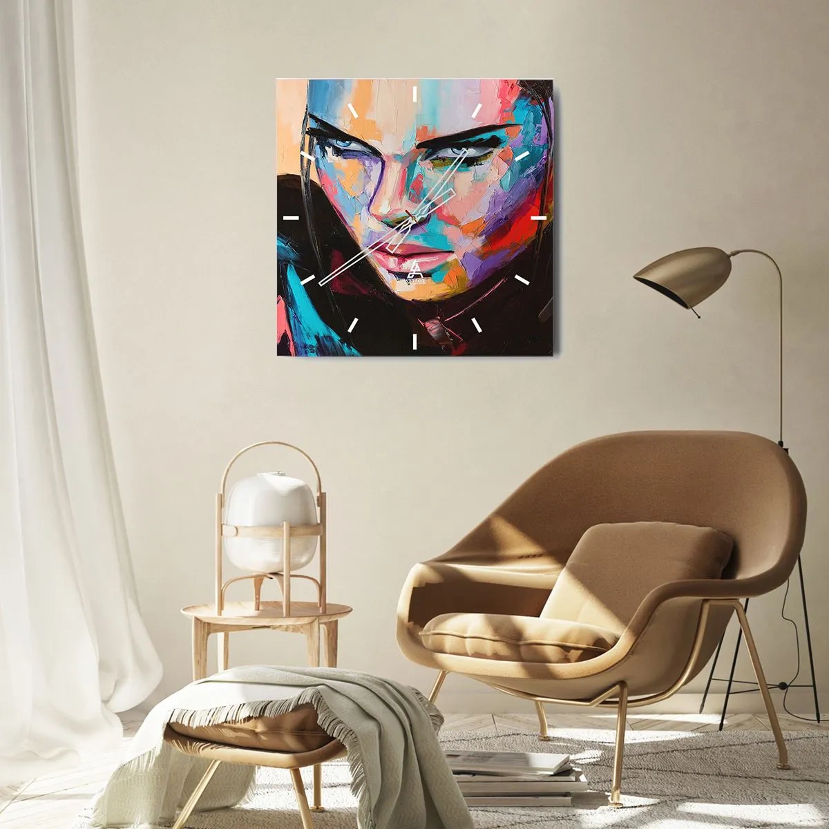 Wanduhr - Glasuhr - Wild im Herzen - 40x40 cm