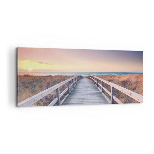 Bild auf Leinwand - Leinwandbild - Baltische Abend-Aurora - 100x40 cm