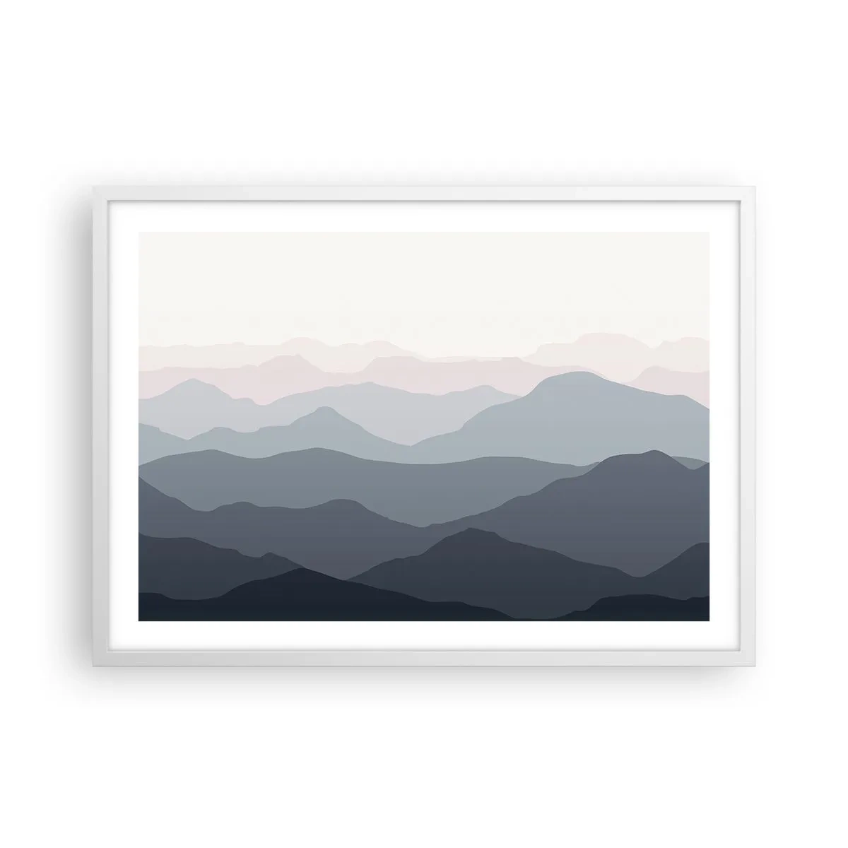 Poster in einem weißen Rahmen - Wellen der Berge - 70x50 cm