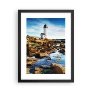 Poster in einem schwarzem Rahmen - Komm glücklich zurück, ich warte - 30x40 cm