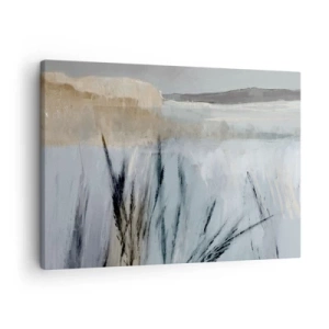 Bild auf Leinwand - Leinwandbild - Eine malerische Winterlandschaft mit Feldern und Gräsern - 70x50cm - Winterfelder - Moderne Wanddekoration für Wohnzimmer und Schlafzimmer ARTTOR
