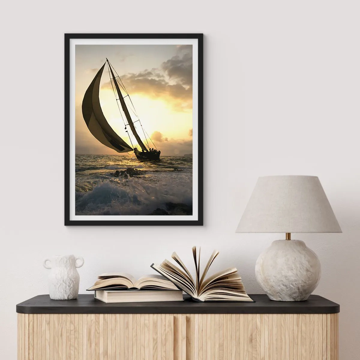 Poster in einem schwarzem Rahmen - Mit dem Wind und gegen den Wind - 30x40 cm