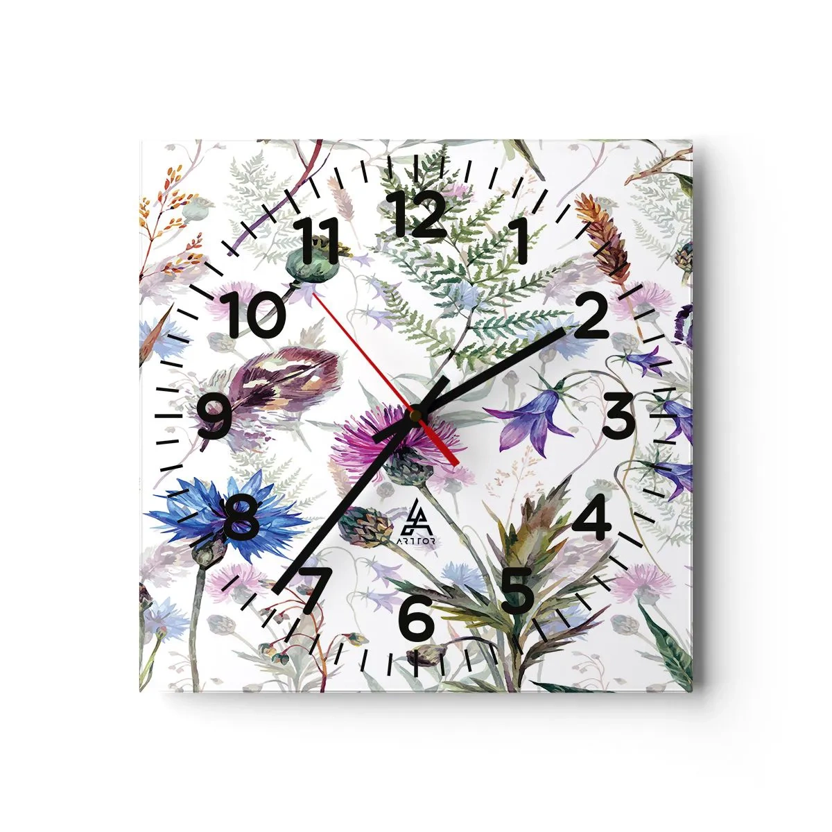 Wanduhr - Glasuhr - Polnisches Herbarium - 40x40 cm