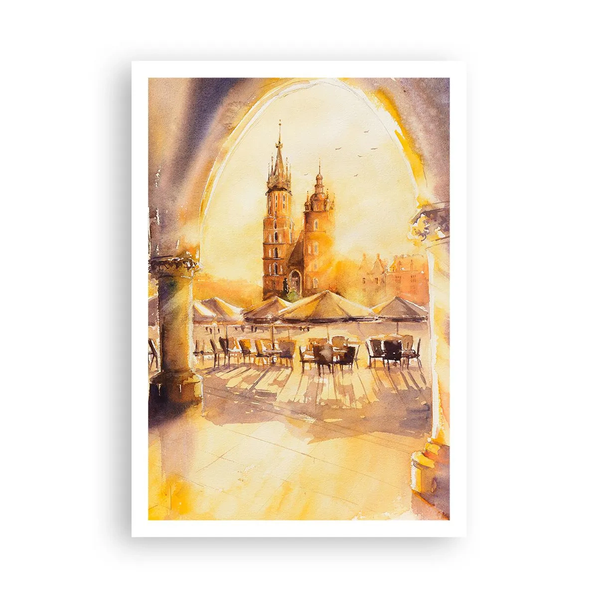 Poster - Östlich über dem Krakauer Marktplatz - 70x100 cm