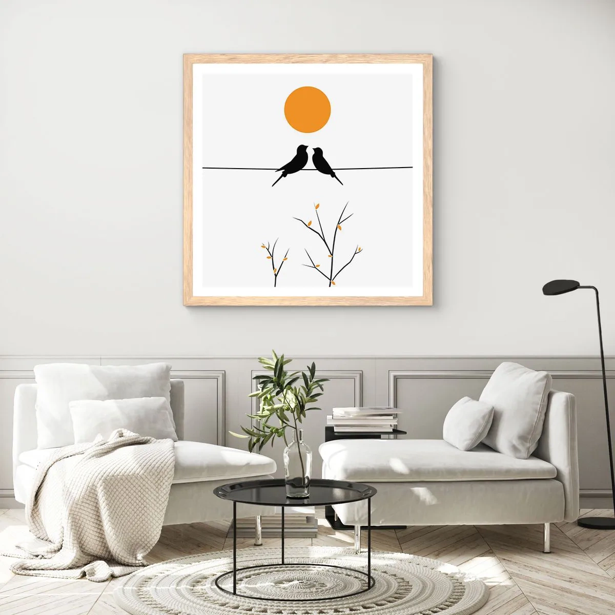 Poster in einem Rahmen aus heller Eiche - Abend der Nachtigallen - 60x60 cm