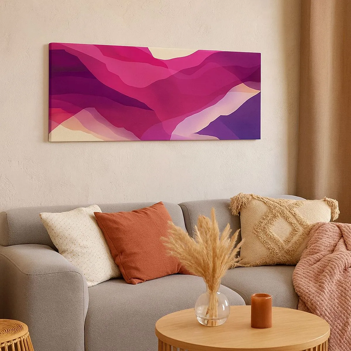 Bild auf Leinwand - Leinwandbild - Lila Wellen - 100x40 cm