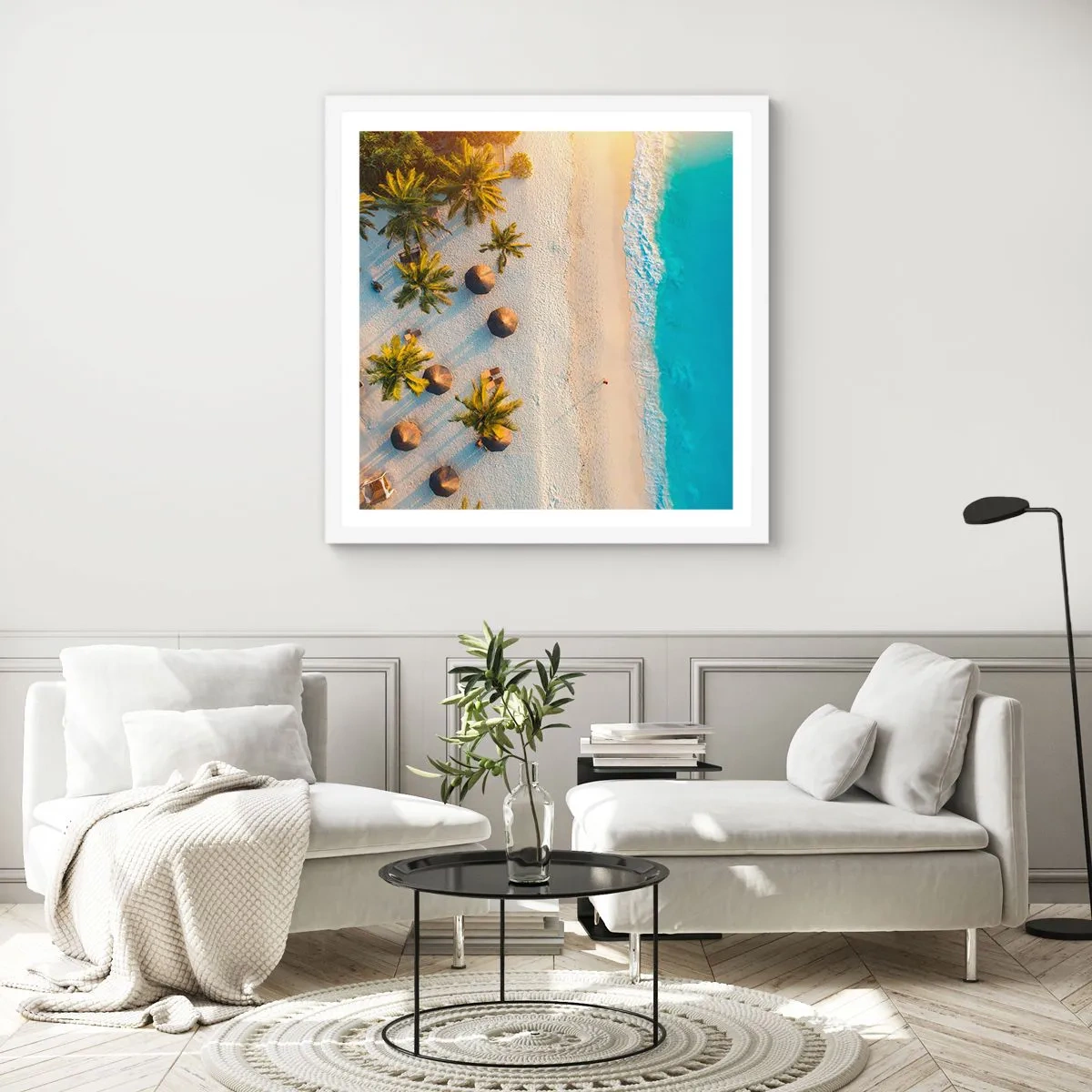 Poster in einem weißen Rahmen - Willkommen im Paradies - 50x50 cm