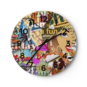 Wanduhr - Glasuhr - Sommer Rückblicke - 40x40 cm