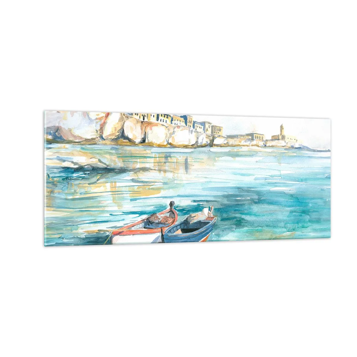 Glasbild - Bild auf glas - Landschaft in Azurblau - 100x40 cm