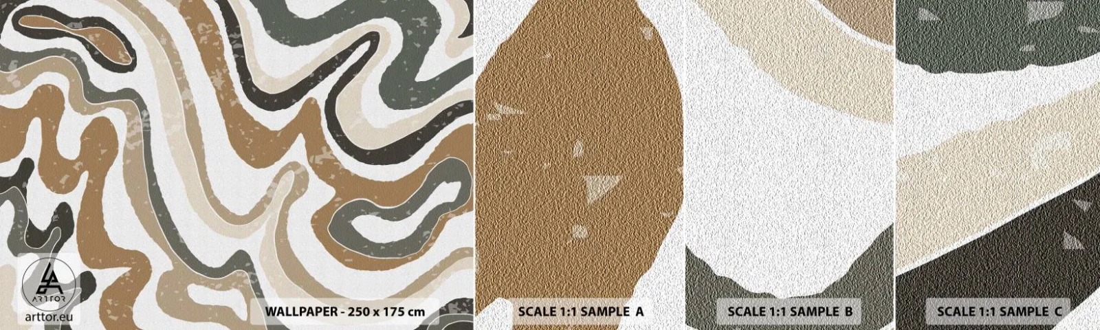 Fototapeten Muster Selbstklebend Deluxe Sticker - Mäander in Erdfarben - Abstraktion, Stück, Boho - 100x30 cm