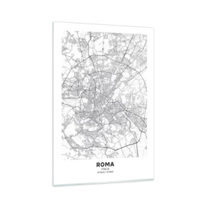 Glasbild - Bild auf glas - Ein Stadtplan im minimalistischen Stil mit zarten Linien - 80x120cm - Römischer Kreis - Moderne Wanddekoration für Wohnzimmer und Schlafzimmer ARTTOR