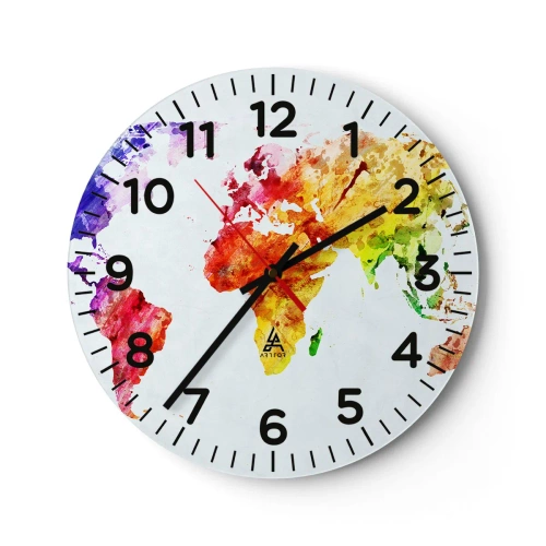 Wanduhr - Glasuhr - Alle Farben der Welt - 30x30 cm