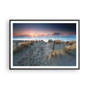 Poster in einem schwarzem Rahmen - Weg zum Strand bei Sonnenuntergang - 100x70cm - Du hast einen Regenbogen aus strahlendem Licht verschüttet ... - Moderne Wanddekoration für Wohnzimmer und Schlafzimmer ARTTOR