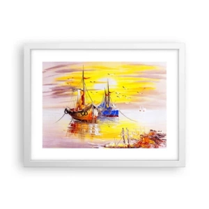 Poster in einem weißen Rahmen - Eine wohlverdiente Pause im Hafen - 40x30 cm