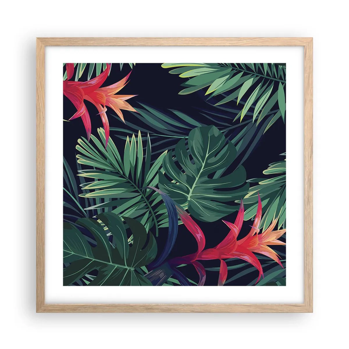 Poster in einem Rahmen aus heller Eiche - Im Grünen in Flammen gehen - 50x50 cm