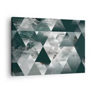 Bild auf Leinwand - Leinwandbild - Geometrisches Muster mit Wellenmotiv in Grüntönen - 70x50cm - Kristallperspektive - Moderne Wanddekoration für Wohnzimmer und Schlafzimmer ARTTOR