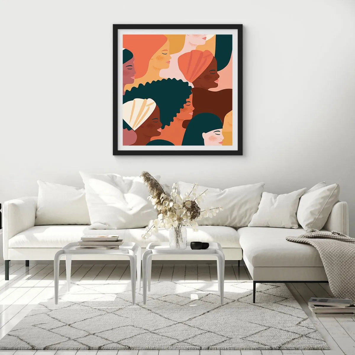 Poster in einem schwarzem Rahmen - Nur Weiblichkeit - 60x60 cm