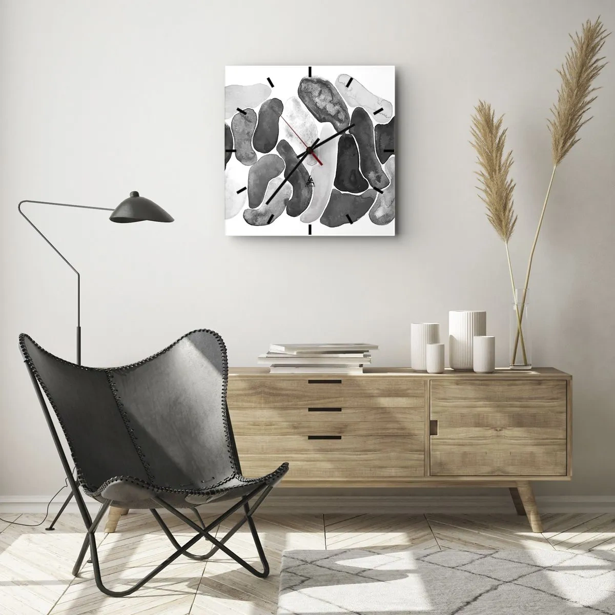 Wanduhr - Glasuhr - Felsige Abstraktion - 30x30 cm