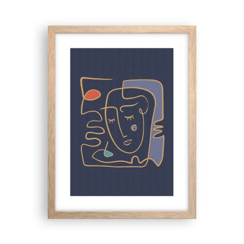 Poster in einem Rahmen aus heller Eiche - In Gedanken - 30x40 cm