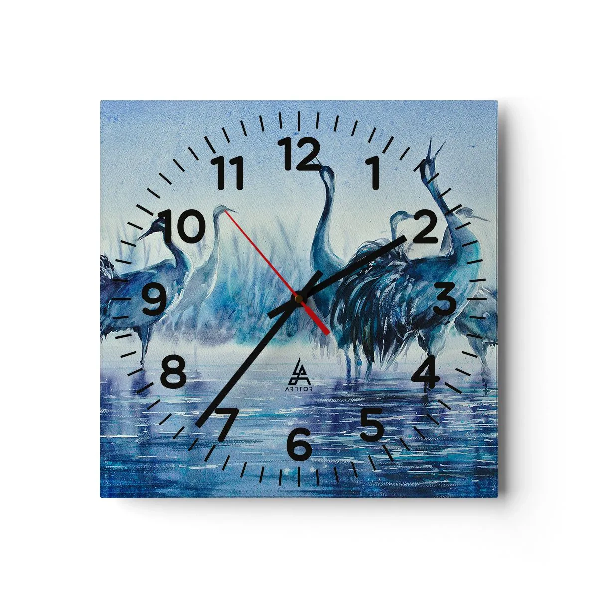 Wanduhr - Glasuhr - Morgentliches Treffen - 40x40 cm