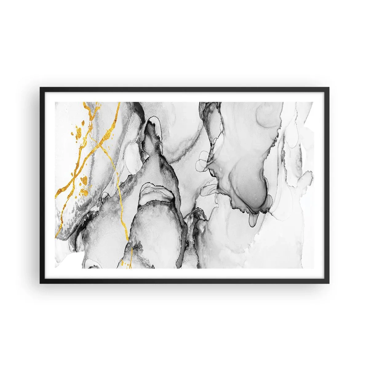 Poster in einem schwarzem Rahmen - Komposition mit Goldmotiv - 91x61 cm