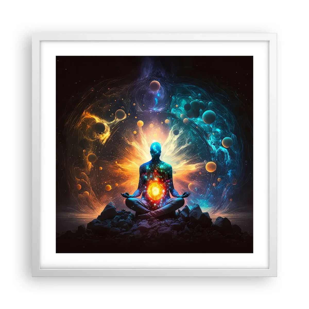 Poster in einem weißen Rahmen - Kosmischer Frieden - 50x50 cm