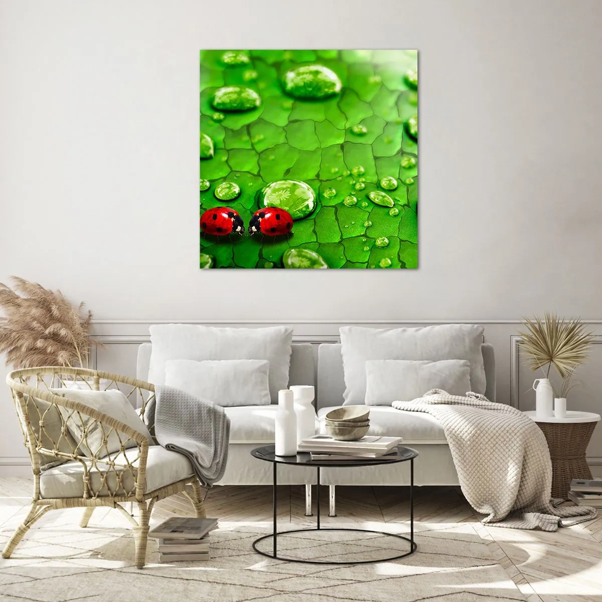 Glasbild - Bild auf glas - Treffen im Grünen - 70x70 cm