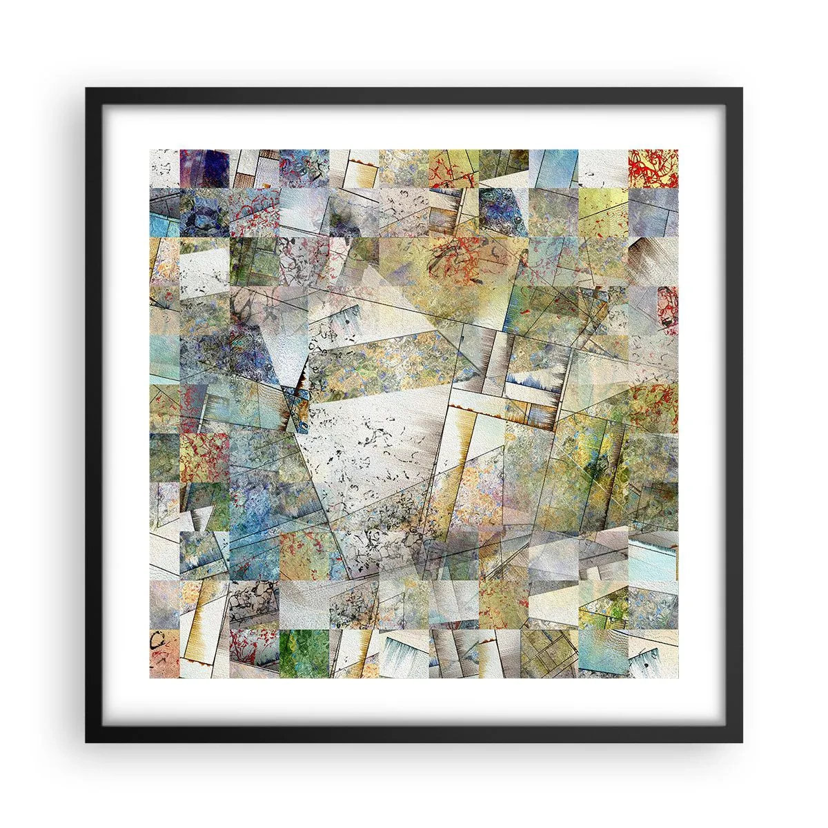 Poster in einem schwarzem Rahmen - Geometrische Mischung - 50x50 cm