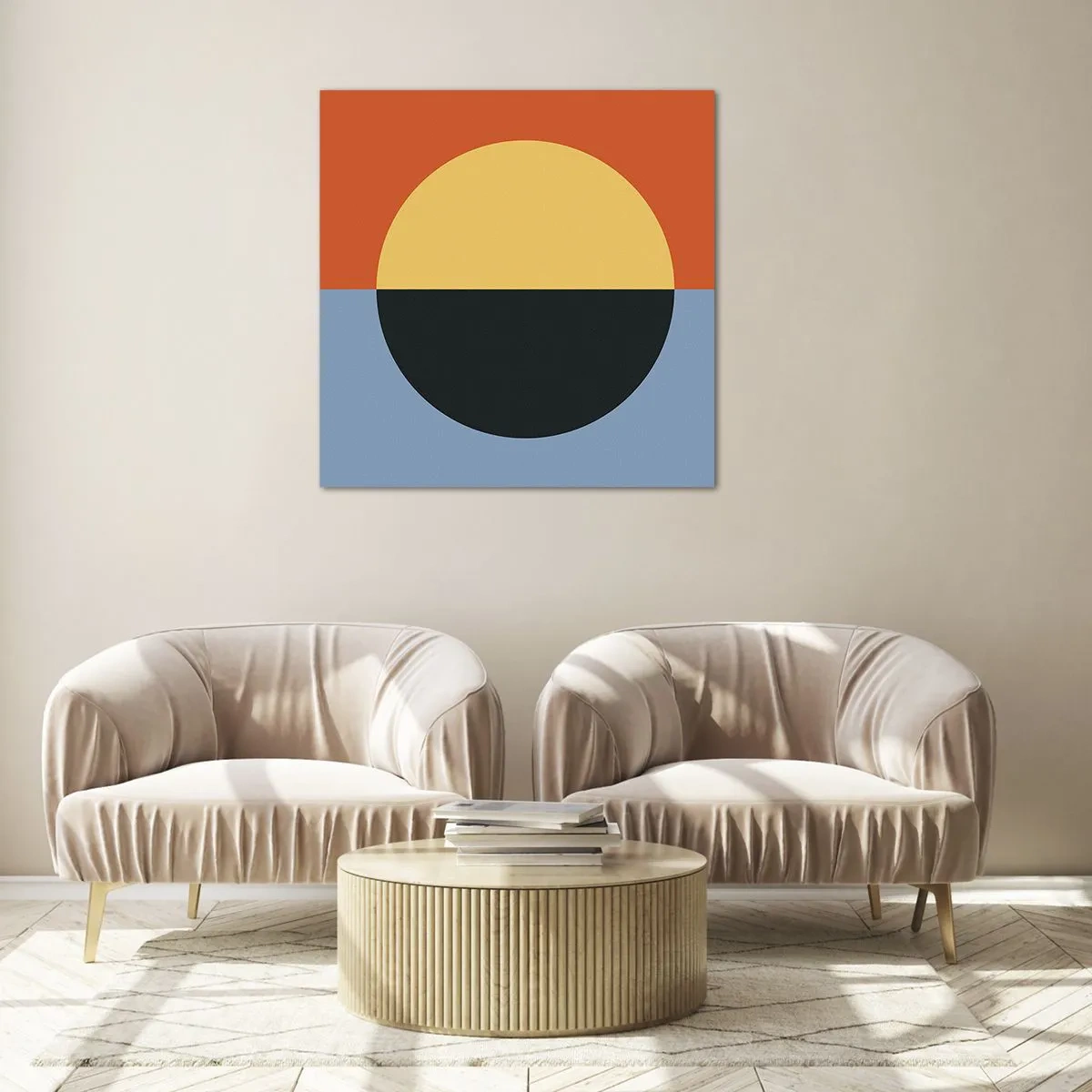 Glasbild - Bild auf glas - Eine Komposition aus Wärme und Kühle - 60x60 cm