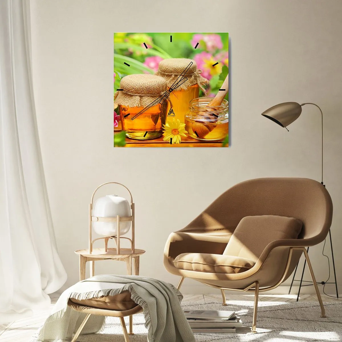 Wanduhr - Glasuhr - Süß und blumig - 40x40 cm