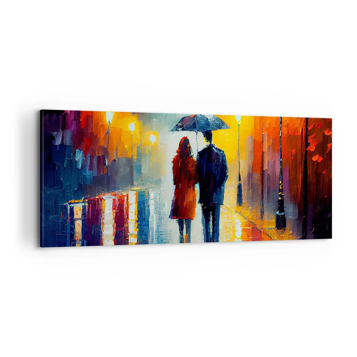 Bild auf Leinwand - Leinwandbild - Gemeinsam – eine bunte Nacht - 100x40 cm