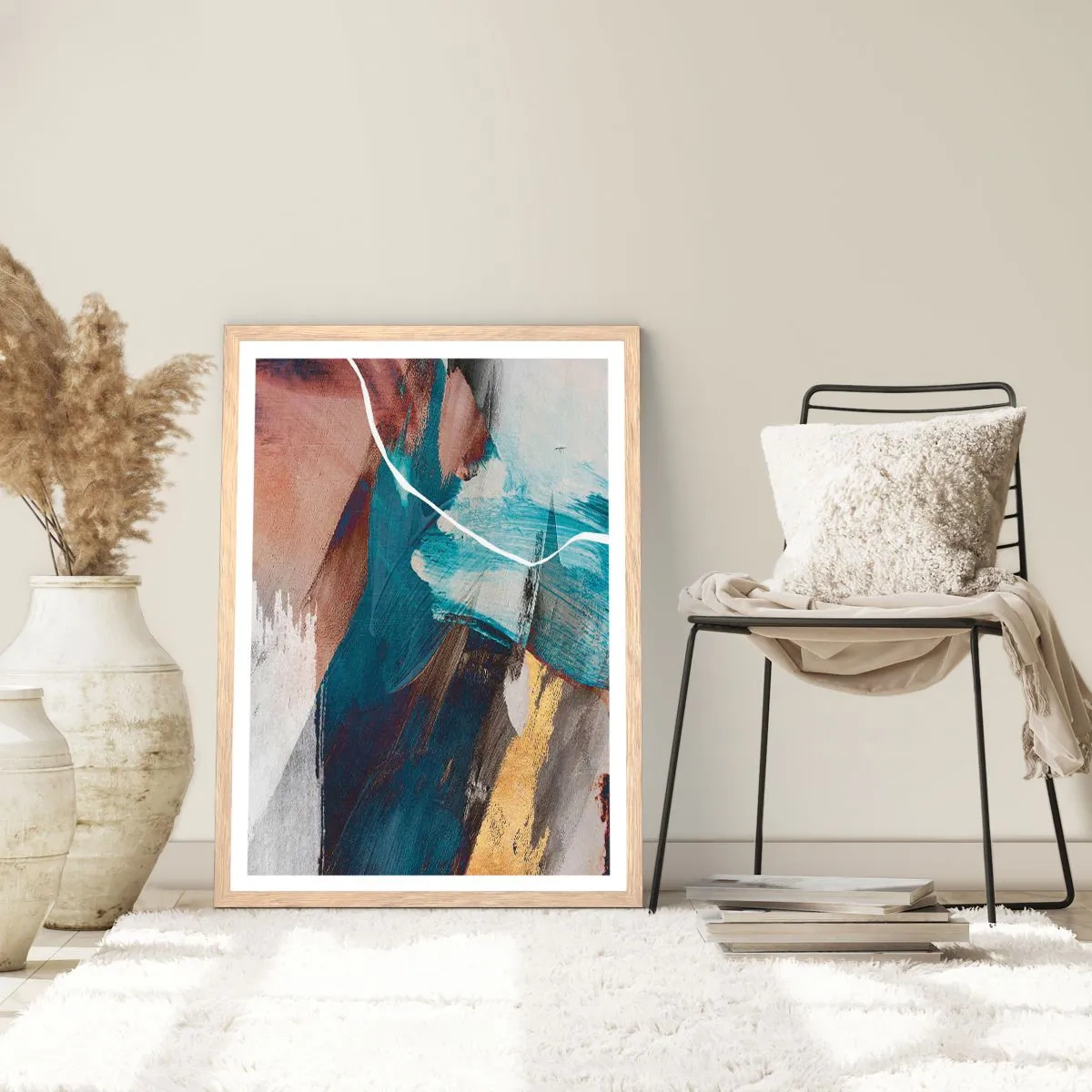 Poster in einem Rahmen aus heller Eiche - Großzügig und mit Energie - 50x70 cm