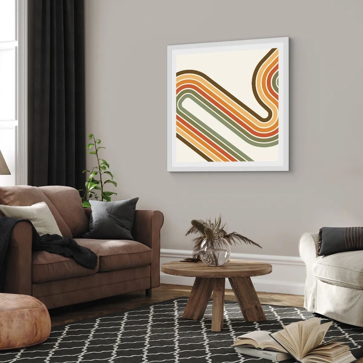 Poster in einem weißen Rahmen - Zickzack zum Ziel - 50x50 cm