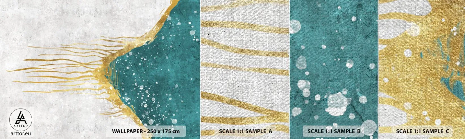 Fototapeten Muster Premium Canvas - Goldene Flut - Minimalismus, Art Deco, Stück - 100x30 cm