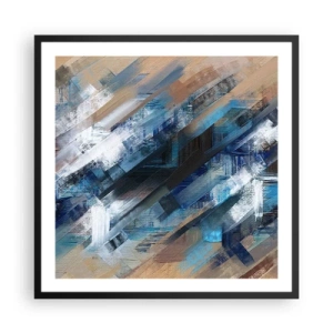 Poster in einem schwarzem Rahmen - Auf einer blauen Diagonale - 60x60 cm