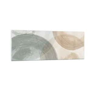 Glasbild - Bild auf glas - Abstrakte Komposition in Pastellfarben mit Linien - 140x50cm - Welten durchdringen - Moderne Wanddekoration für Wohnzimmer und Schlafzimmer ARTTOR