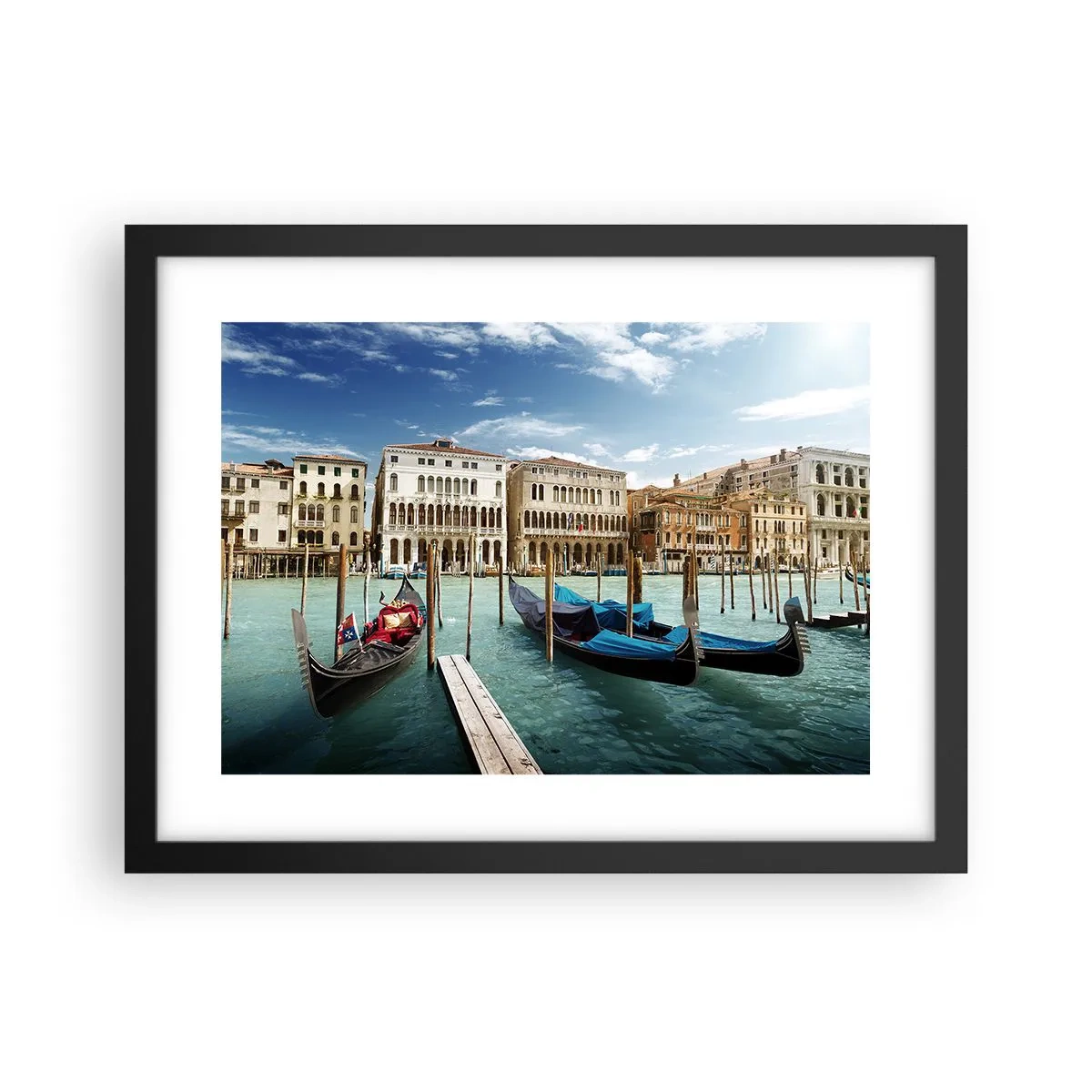 Poster in einem schwarzem Rahmen - Paläste in Blau - 40x30 cm