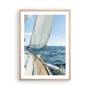 Poster in einem Rahmen aus heller Eiche - Ahoi, Abenteuer - 50x70 cm