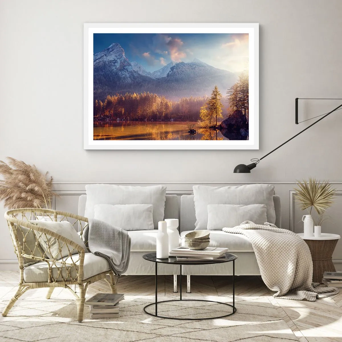 Poster in einem weißen Rahmen - In den Bergen und Tälern - 100x70 cm