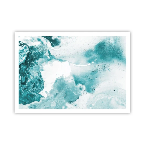 Poster - Abstraktion in Blautönen mit zarten Akzenten in Weiß - 100x70cm - Morast von Blau - Moderne Wanddekoration für Wohnzimmer und Schlafzimmer ARTTOR