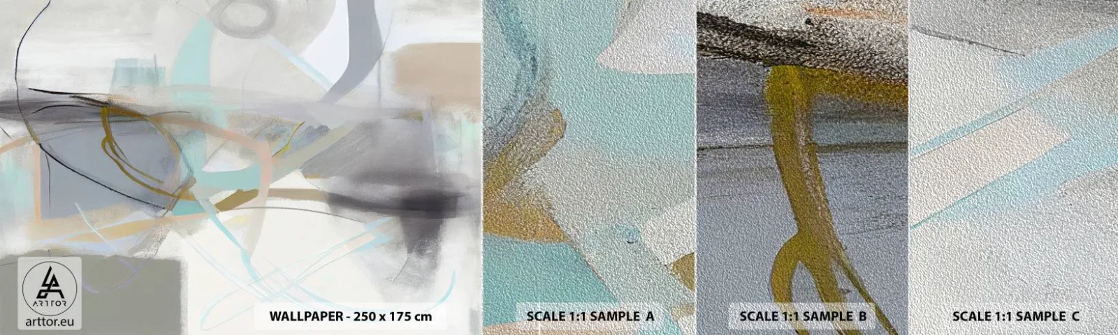 Fototapeten Muster Premium Sand - Neblige Abstraktion - Abstraktion, Stück, Hell - 100x30 cm