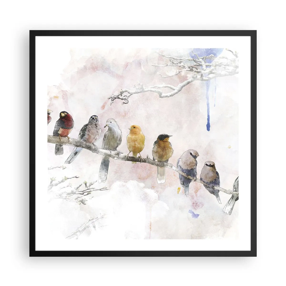 Poster in einem schwarzem Rahmen - Geflügeltes Treffen - 60x60 cm