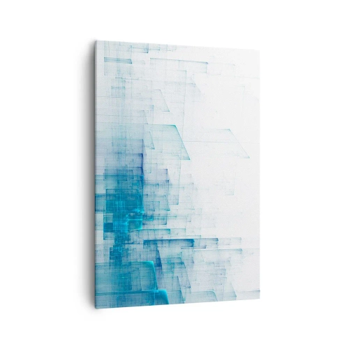 Bild auf Leinwand - Leinwandbild - Abstrakte geometrische Formen in Blautönen - 70x100cm - Wie der Raum wgeschaffen urde - Moderne Wanddekoration für Wohnzimmer und Schlafzimmer ARTTOR
